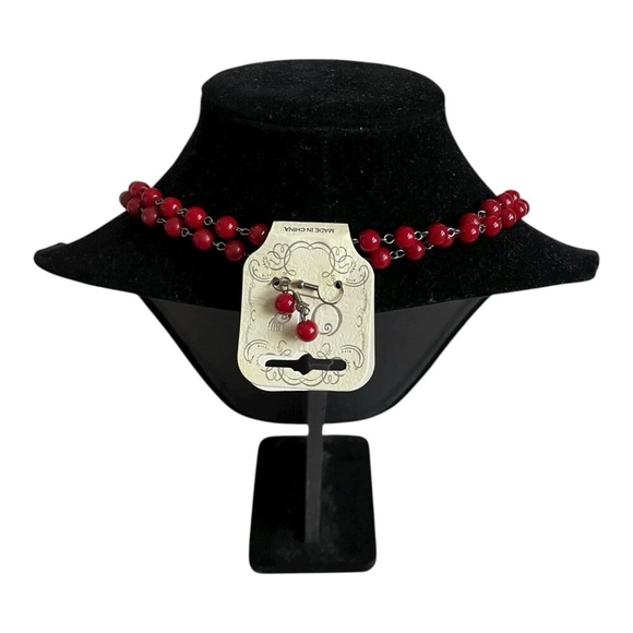 Red Beaded Long Necklace 8mm Beads N1073/RD/050 New in Box - Picture 6 of 6